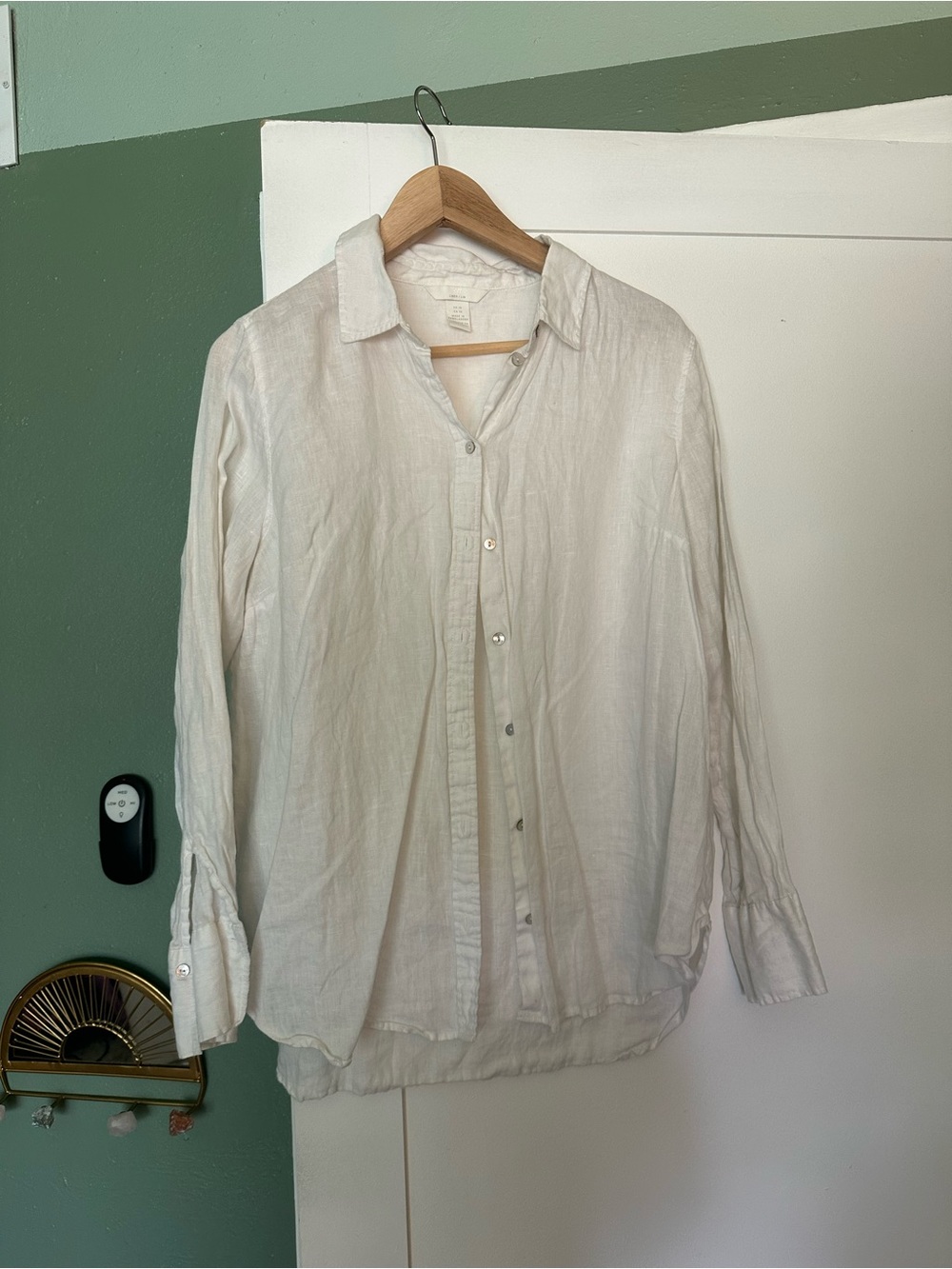 Lightweight White Button-Up Linen Shirt